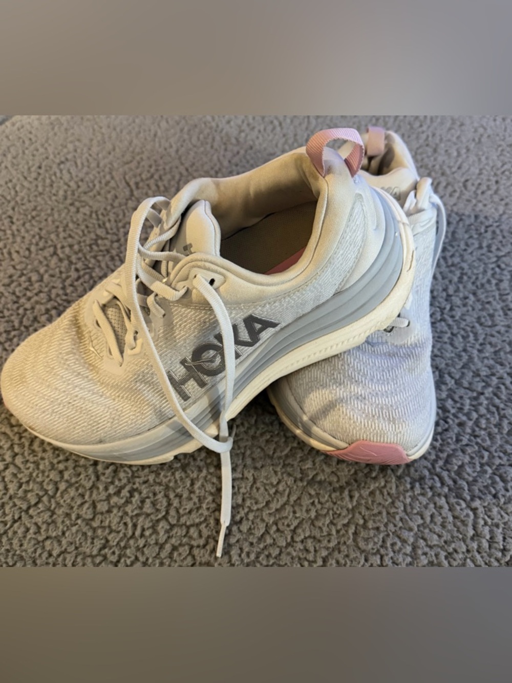 Hoka White and Pink Women's Running Shoes